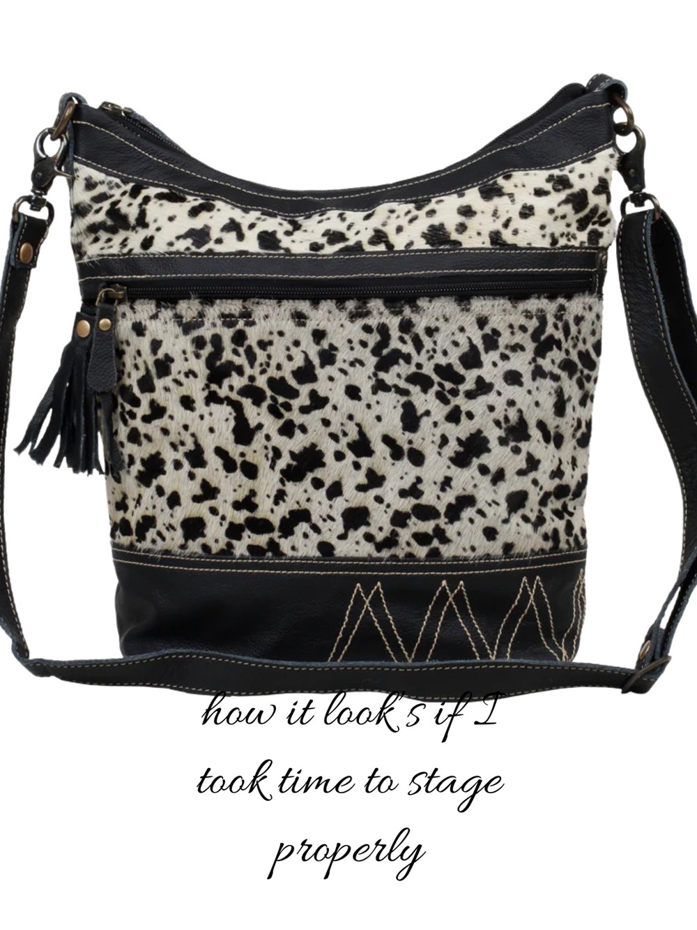 Vintage Myra Leopard Print (hair- on) Leather Crossbody Shoulder Bag